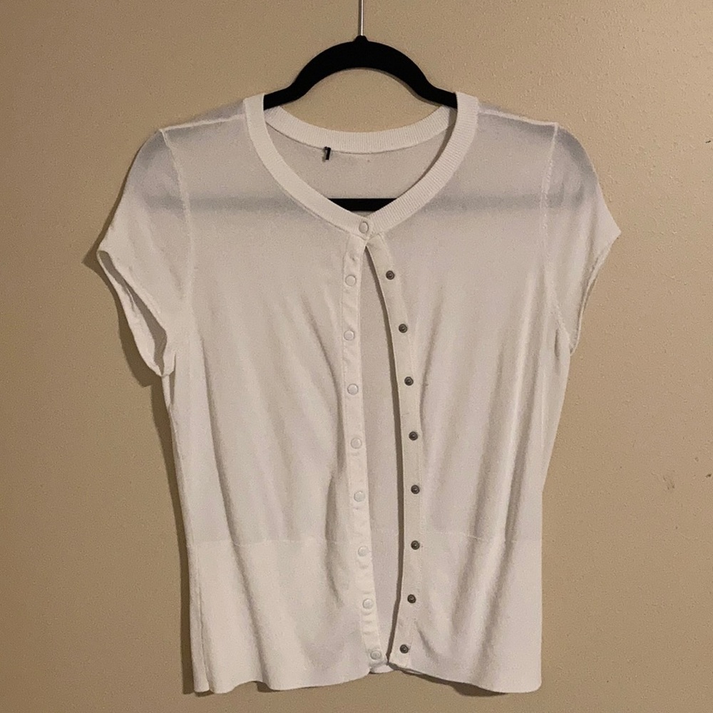 White short sleeve cardigan
